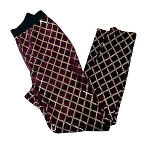 Venus metallic burgundy and gold bling stretch women's pants artsy medium
